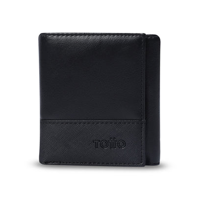Carteira masculina Saffiano Aqi com bloqueador RFID, preta.