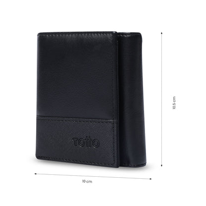 Carteira masculina Saffiano Aqi com bloqueador RFID, preta.