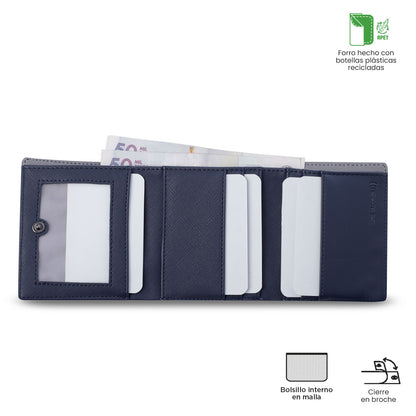 Carteira masculina Saffiano Aqi com bloqueador RFID - Azul