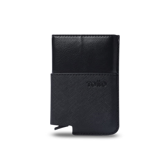 Porta-documentos Saffiano Tar com bloqueador RFID preto