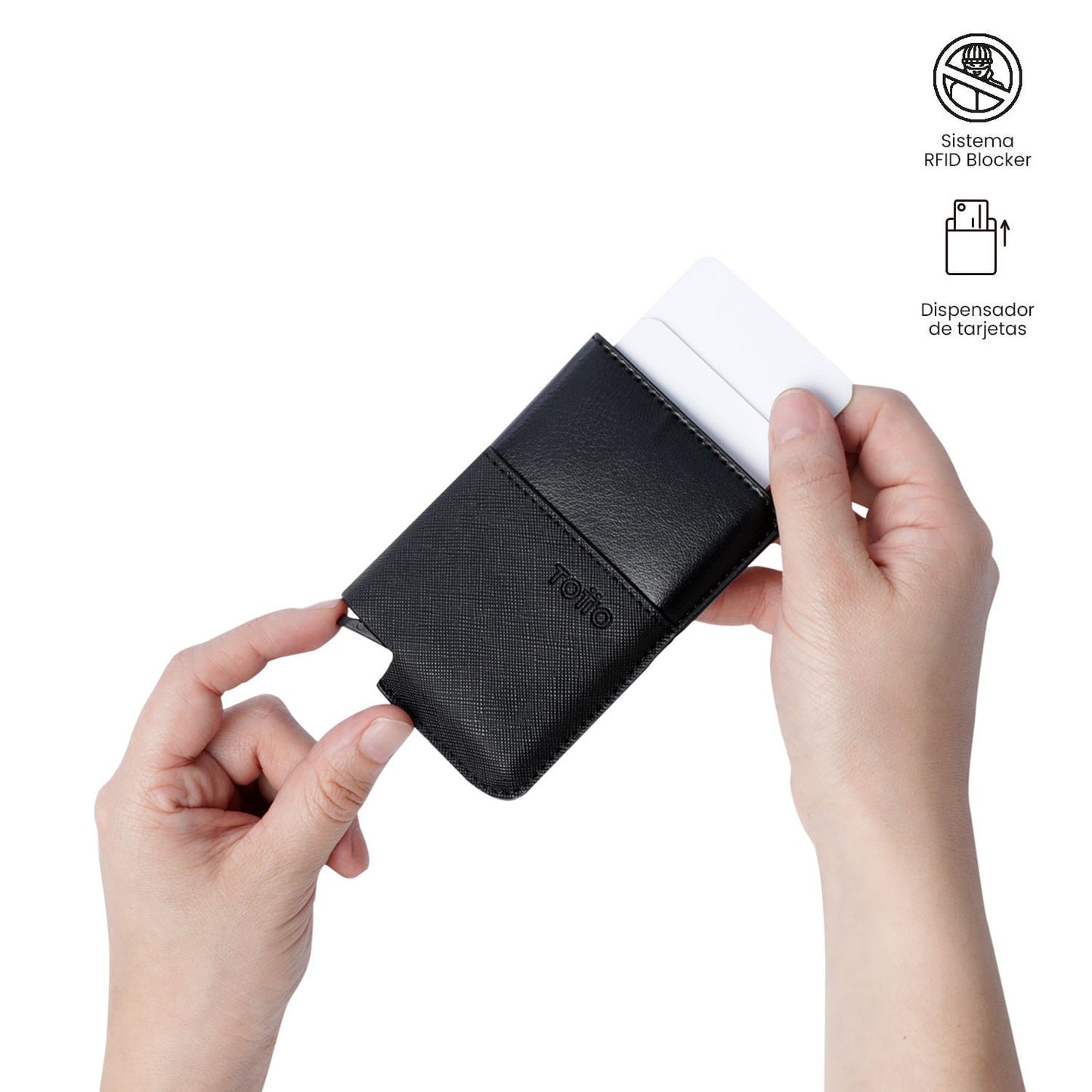 Porta-documentos Saffiano Tar com bloqueador RFID preto