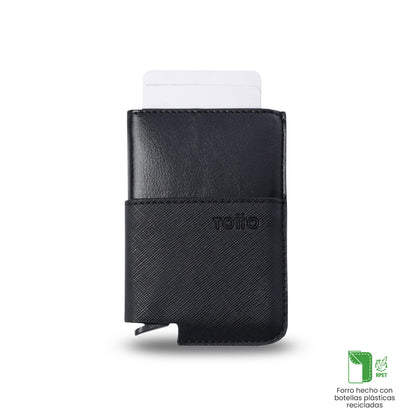 Porta-documentos Saffiano Tar com bloqueador RFID preto
