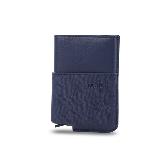 Porta-documentos Saffiano Tar com bloqueador RFID azul