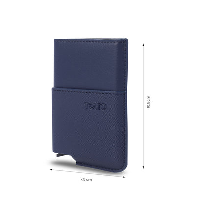 Porta-documentos Saffiano Tar com bloqueador RFID azul