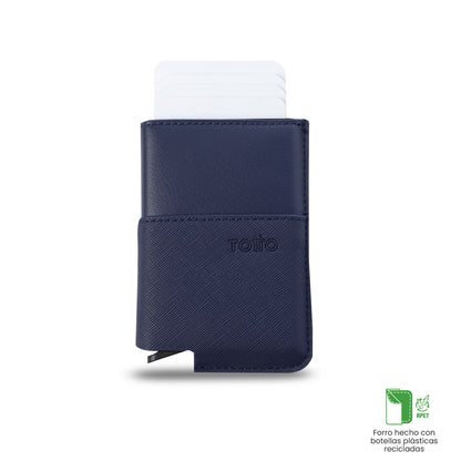 Porta-documentos Saffiano Tar com bloqueador RFID azul