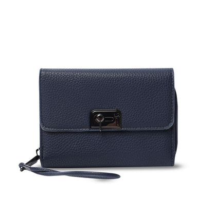 Carteira feminina Smooth Cri com bloqueador RFID, azul