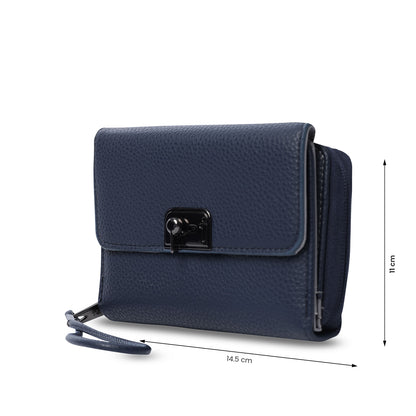 Carteira feminina Smooth Cri com bloqueador RFID, azul