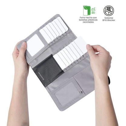 Carteira feminina Smooth Sub com bloqueador RFID, preta