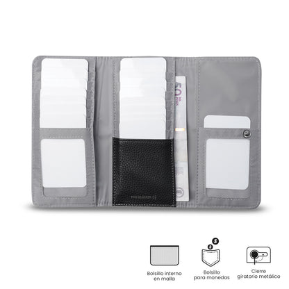 Carteira feminina Smooth Sub com bloqueador RFID, preta