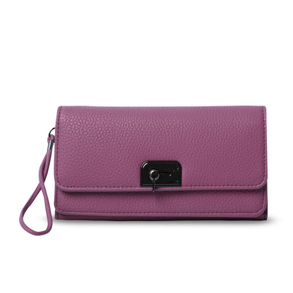 Carteira feminina Smooth Sub com bloqueador RFID, rosa.