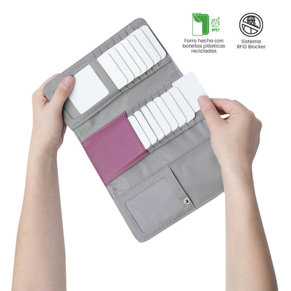 Carteira feminina Smooth Sub com bloqueador RFID, rosa.