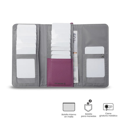 Carteira feminina Smooth Sub com bloqueador RFID, rosa.