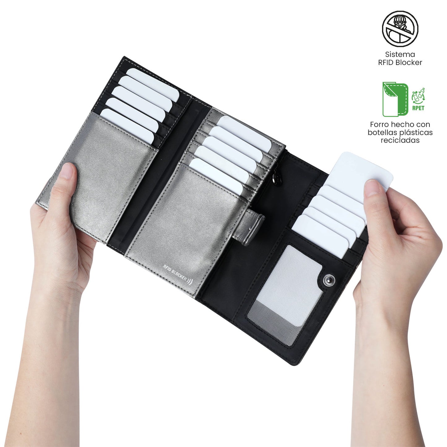 Carteira feminina Style Don com bloqueador RFID, preta.