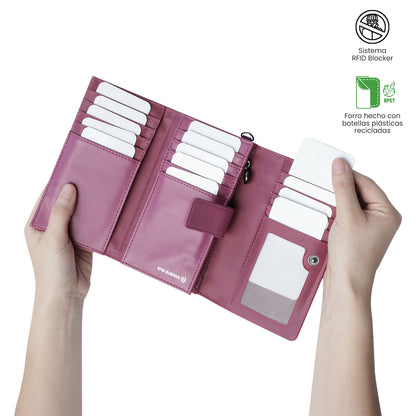 Carteira feminina Style Don com bloqueador RFID, rosa.