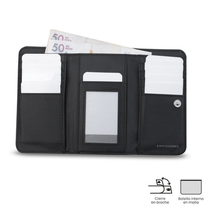 Carteira feminina Texture Var com bloqueador RFID, preta