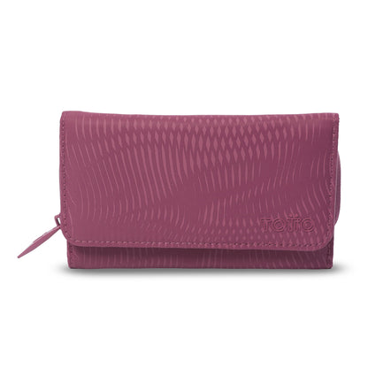 Carteira feminina Texture Var com bloqueador RFID, rosa.