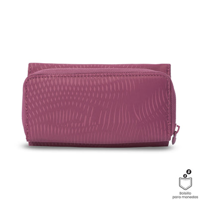 Carteira feminina Texture Var com bloqueador RFID, rosa.