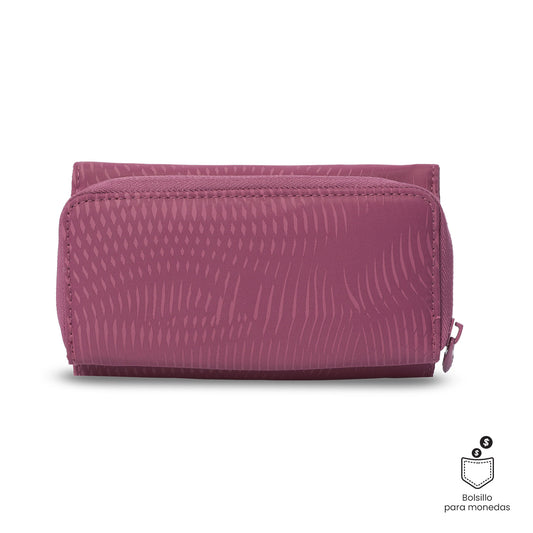 Carteira feminina Texture Var com bloqueador RFID, rosa.