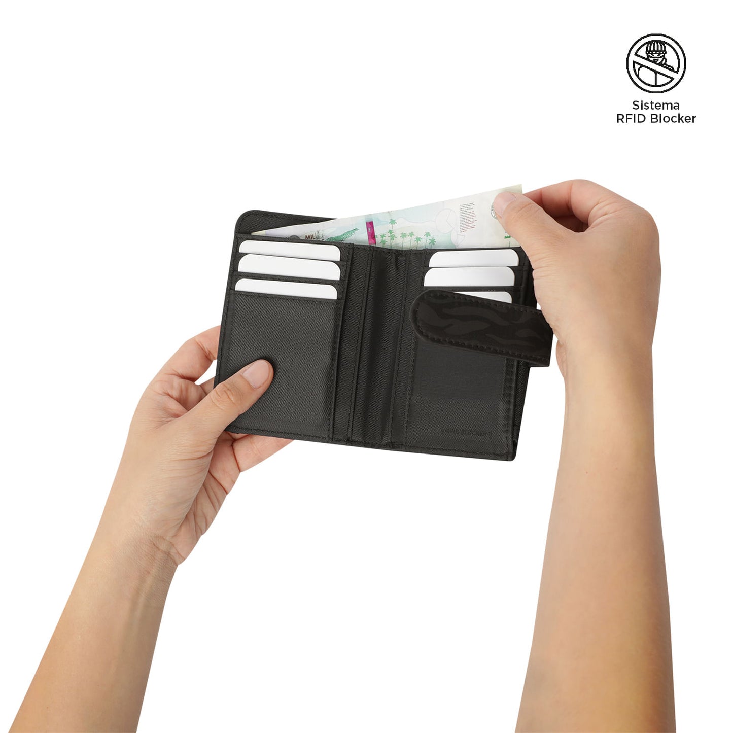 Billetera Texture Twi con RFID Blocker Negra