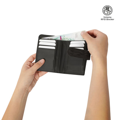 Billetera Texture Twi con RFID Blocker Negra