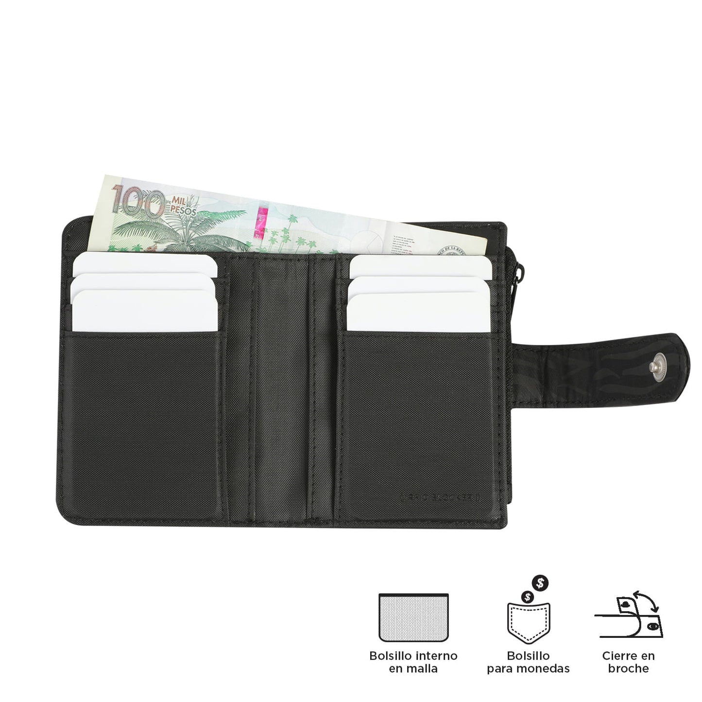Billetera Texture Twi con RFID Blocker Negra