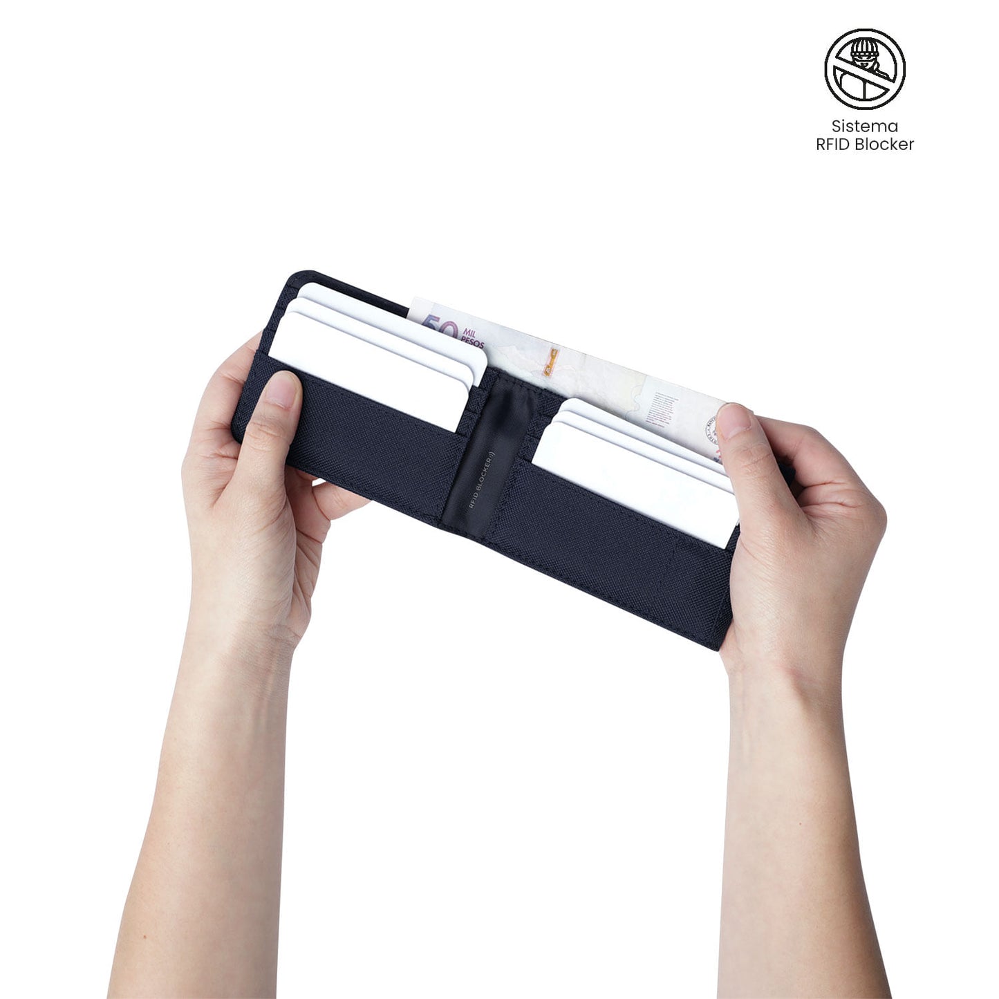 Billetera para Hombre Wood Grande con RFID Blocker Azul