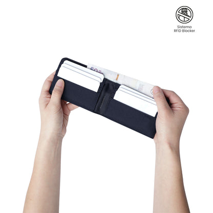 Billetera para Hombre Wood Grande con RFID Blocker Azul