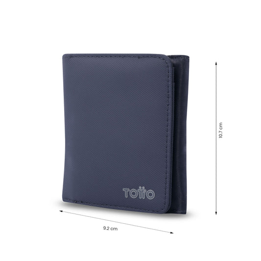 Carteira masculina grande de madeira com bloqueador RFID, azul.
