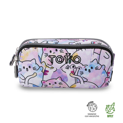 Estojo multiuso pequeno rosa com glitter para mulheres.