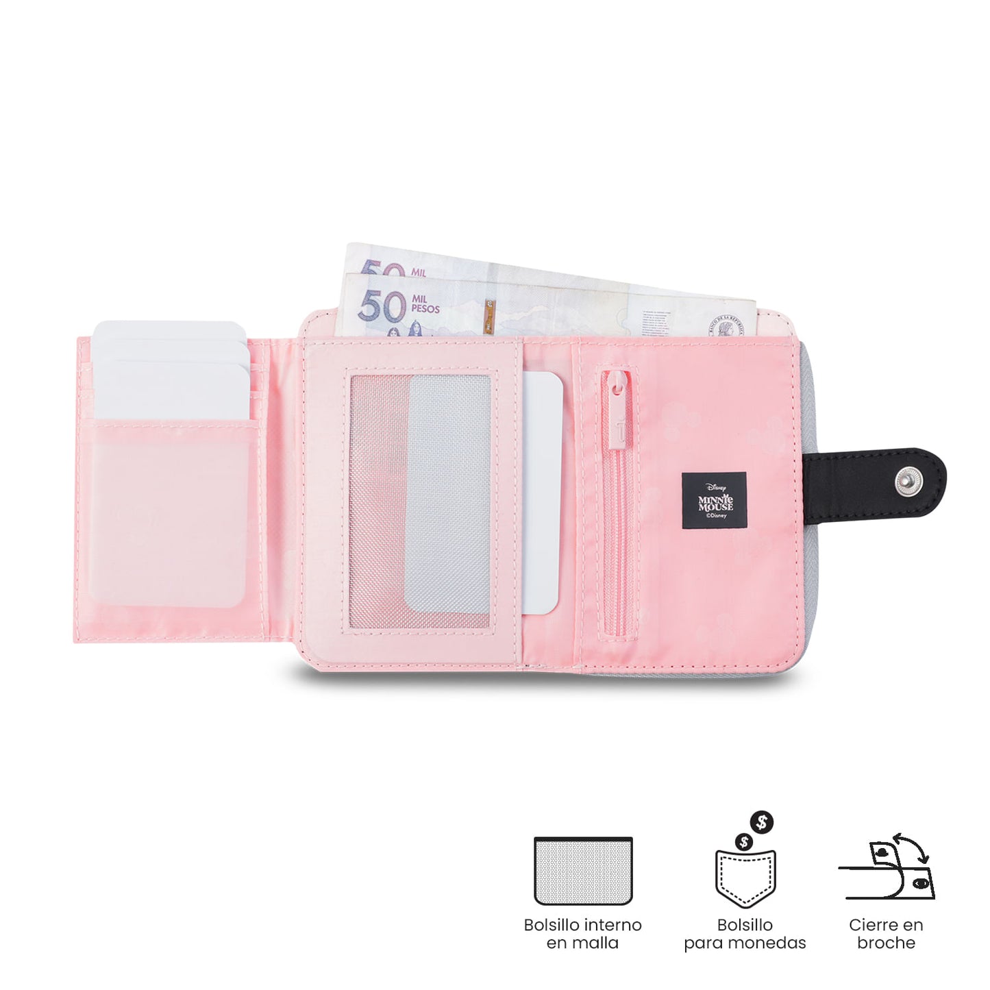 Carteira Minnie Be You para meninas com bloqueador RFID, branca