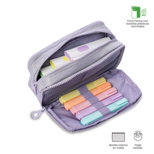 Cartuchera Escolar Mediana para Niña Cluw Gris