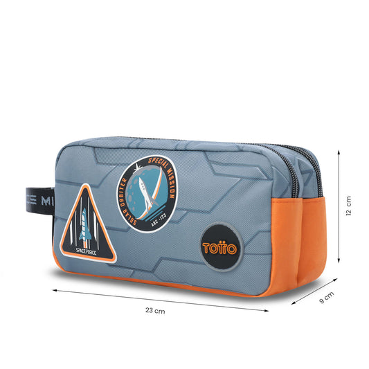 Cartuchera Escolar Grande para Niño 2 Cuerpos Gemini Gris