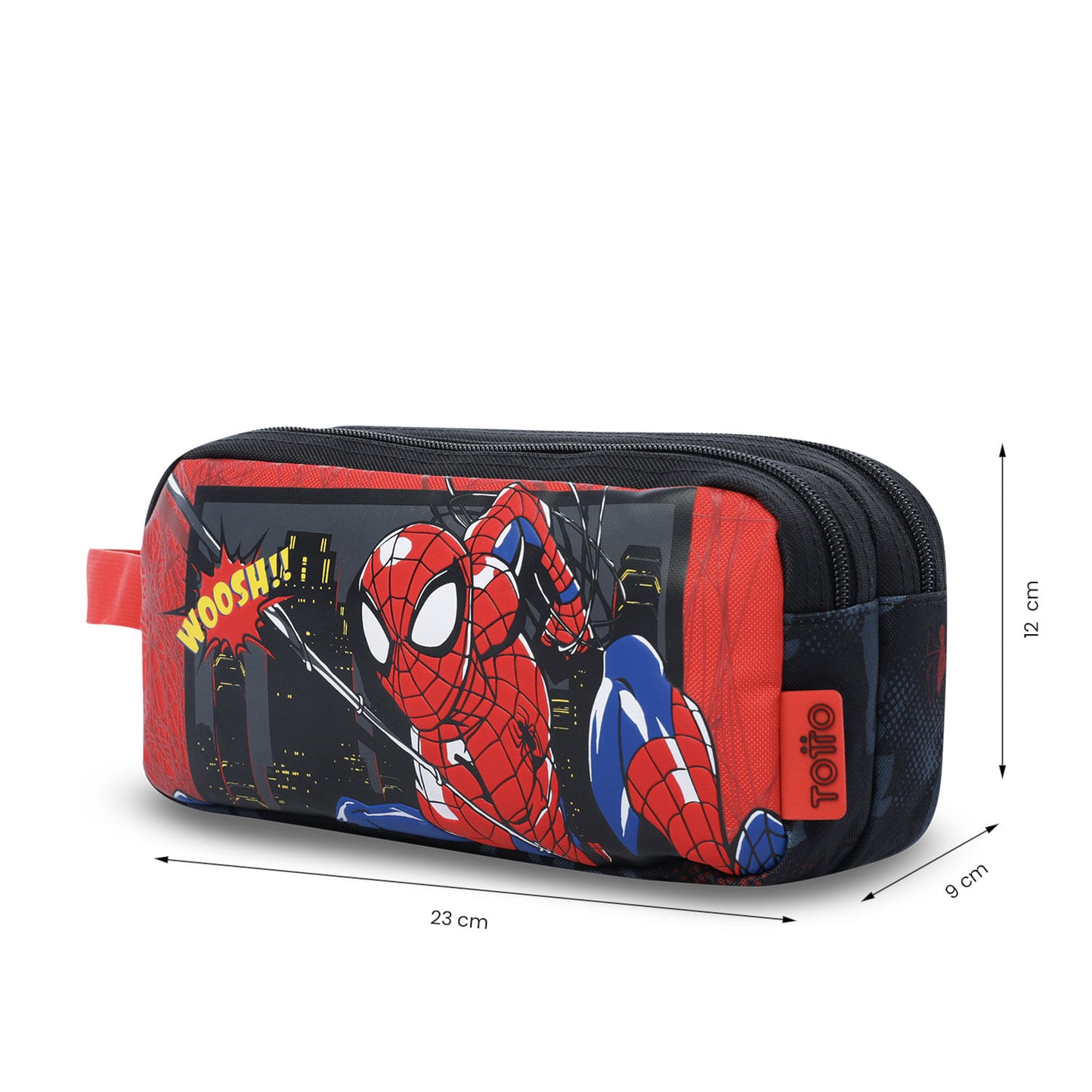 Cartuchera Escolar Grande para Niño 2 Cuerpos Spiderman Hero Negra