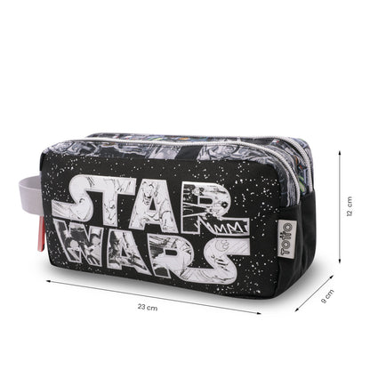 Cartuchera Escolar Grande para Niño 2 Cuerpos Star Wars Jedi Negra