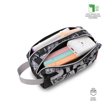 Cartuchera Escolar Grande para Niño 2 Cuerpos Star Wars Jedi Negra