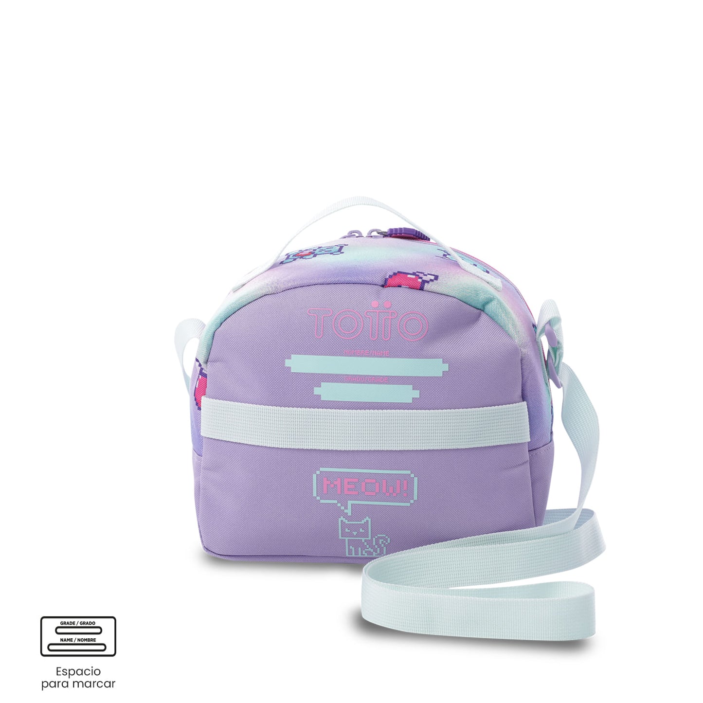 Lancheira térmica média roxa Andy Cat para meninas
