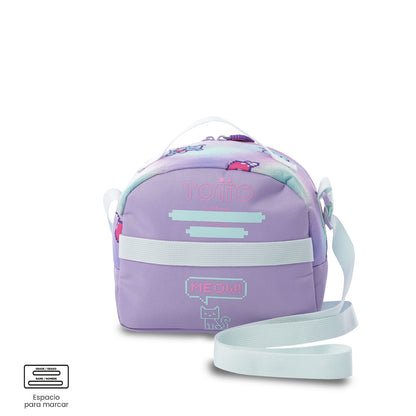 Lancheira térmica média roxa Andy Cat para meninas