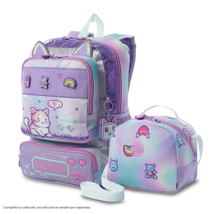 Lancheira térmica média roxa Andy Cat para meninas