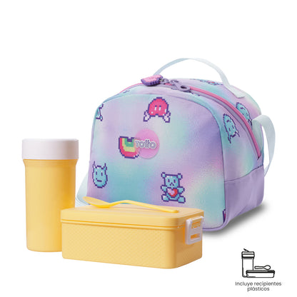 Lancheira térmica média roxa Andy Cat para meninas