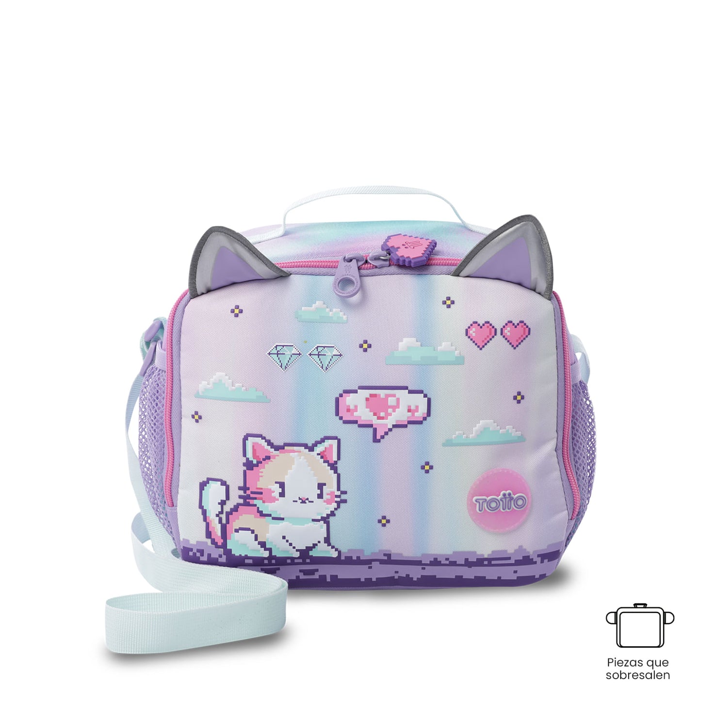 Lancheira térmica grande roxa Andy Cat para meninas