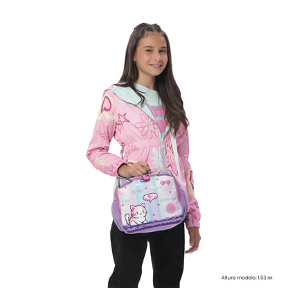 Lancheira térmica grande roxa Andy Cat para meninas