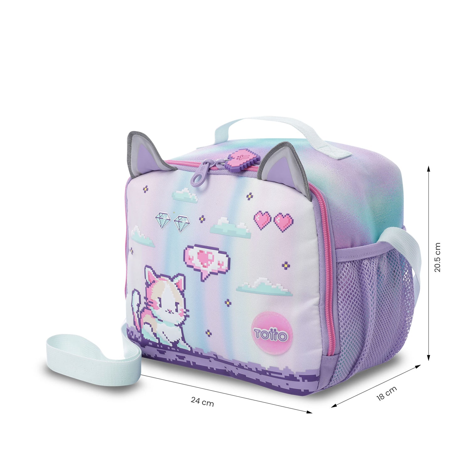 Lancheira térmica grande roxa Andy Cat para meninas