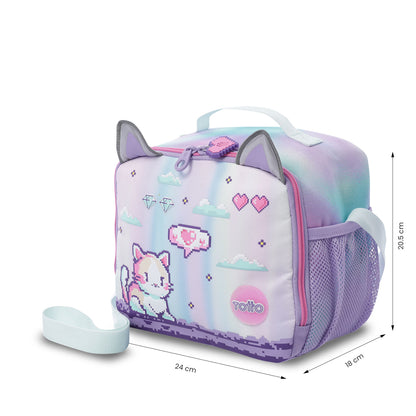 Lancheira térmica grande roxa Andy Cat para meninas