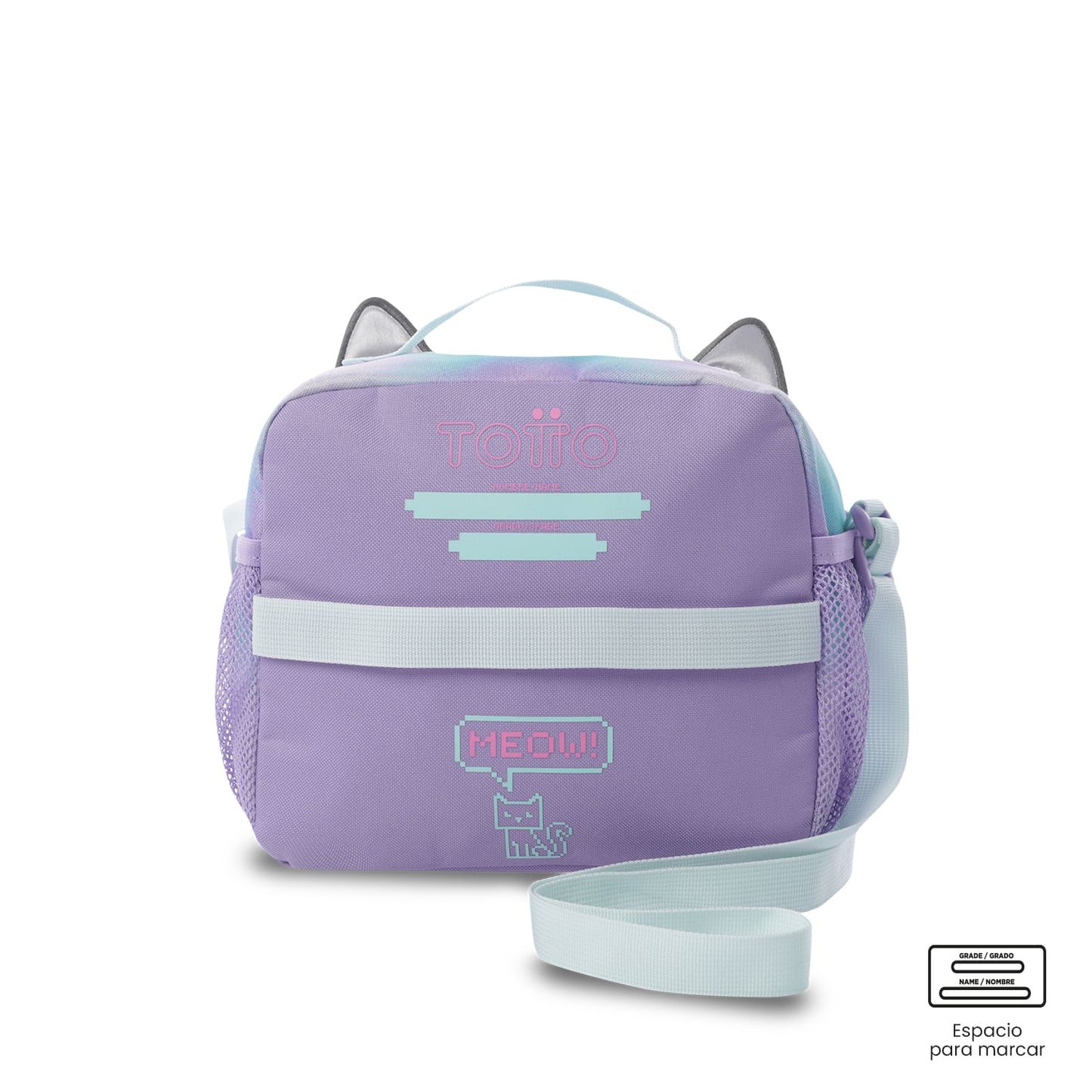Lancheira térmica grande roxa Andy Cat para meninas