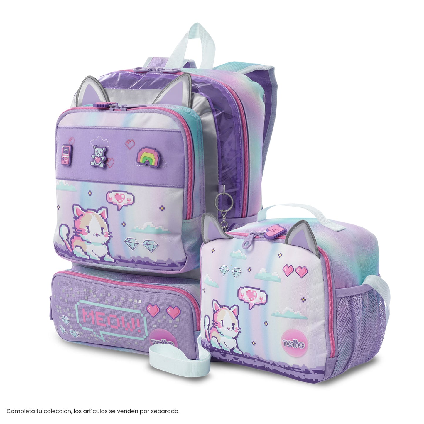 Lancheira térmica grande roxa Andy Cat para meninas