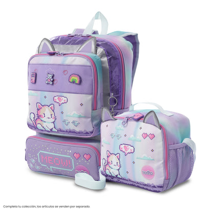 Lancheira térmica grande roxa Andy Cat para meninas