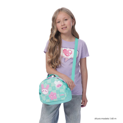 Lancheira térmica Bunny Pump tamanho médio verde para meninas