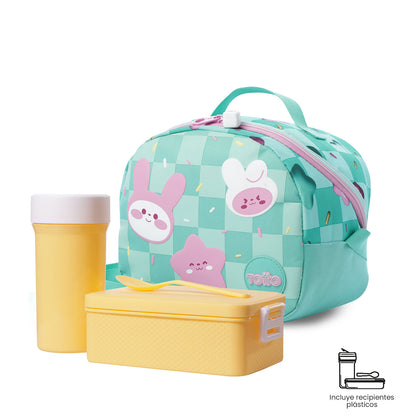 Lancheira térmica Bunny Pump tamanho médio verde para meninas