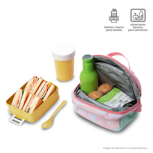 Lonchera Térmica para Niña Rainbow Star Mediano Rosada