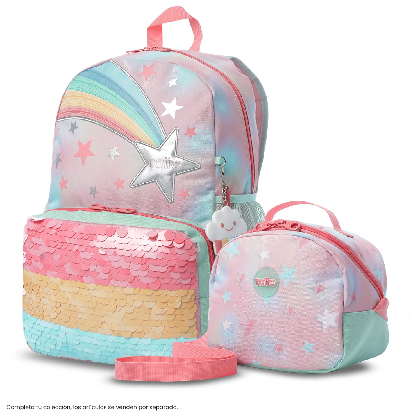 Lonchera Térmica para Niña Rainbow Star Mediano Rosada